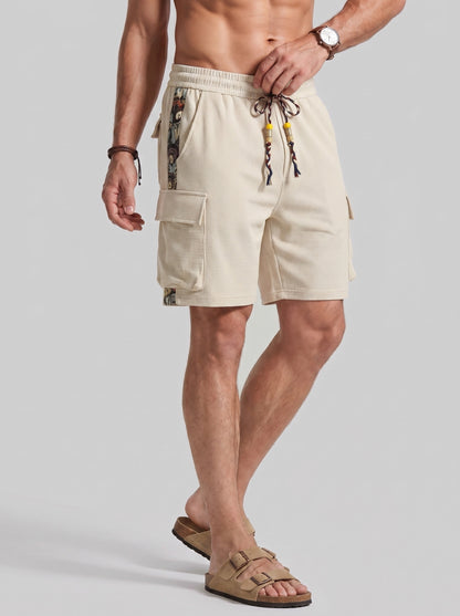 KZZ Men's Fashion Cartoon Print Cargo Shorts