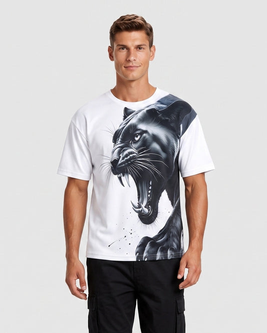KZZ Men's Slim-Fit Short-Sleeve T-Shirt with Leopard Print