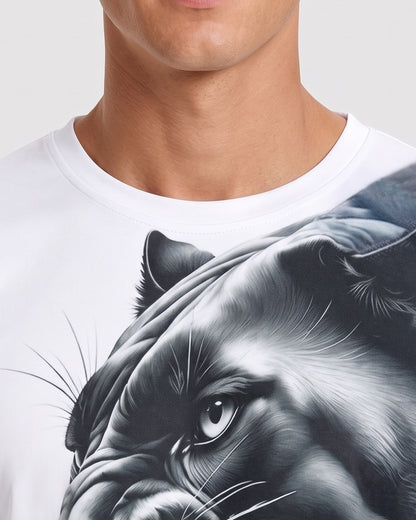 KZZ Men's Slim-Fit Short-Sleeve T-Shirt with Leopard Print