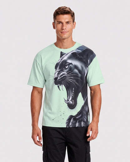 KZZ Men's Slim-Fit Short-Sleeve T-Shirt with Leopard Print