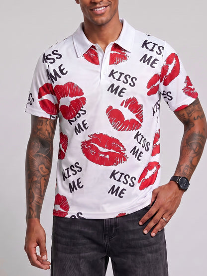 KZZ Men's Slim-Fit Short-Sleeve Polo Shirt with Unique Print