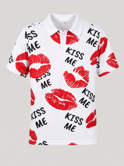 KZZ Men's Slim-Fit Short-Sleeve Polo Shirt with Unique Print