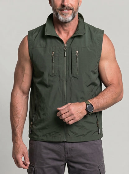 KZZ Men's Slim-Fit Stand-Collar Zip-Up Vest