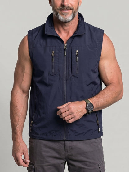 KZZ Men's Slim-Fit Stand-Collar Zip-Up Vest