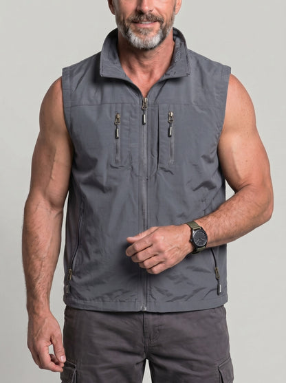 KZZ Men's Slim-Fit Stand-Collar Zip-Up Vest
