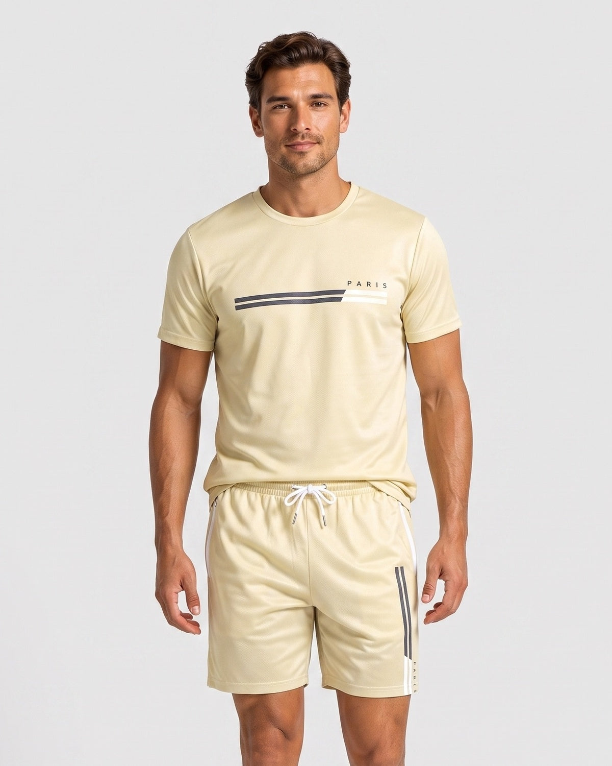 KZZ Men's Summer Regular-Fit Short-Sleeve T-Shirt and Shorts