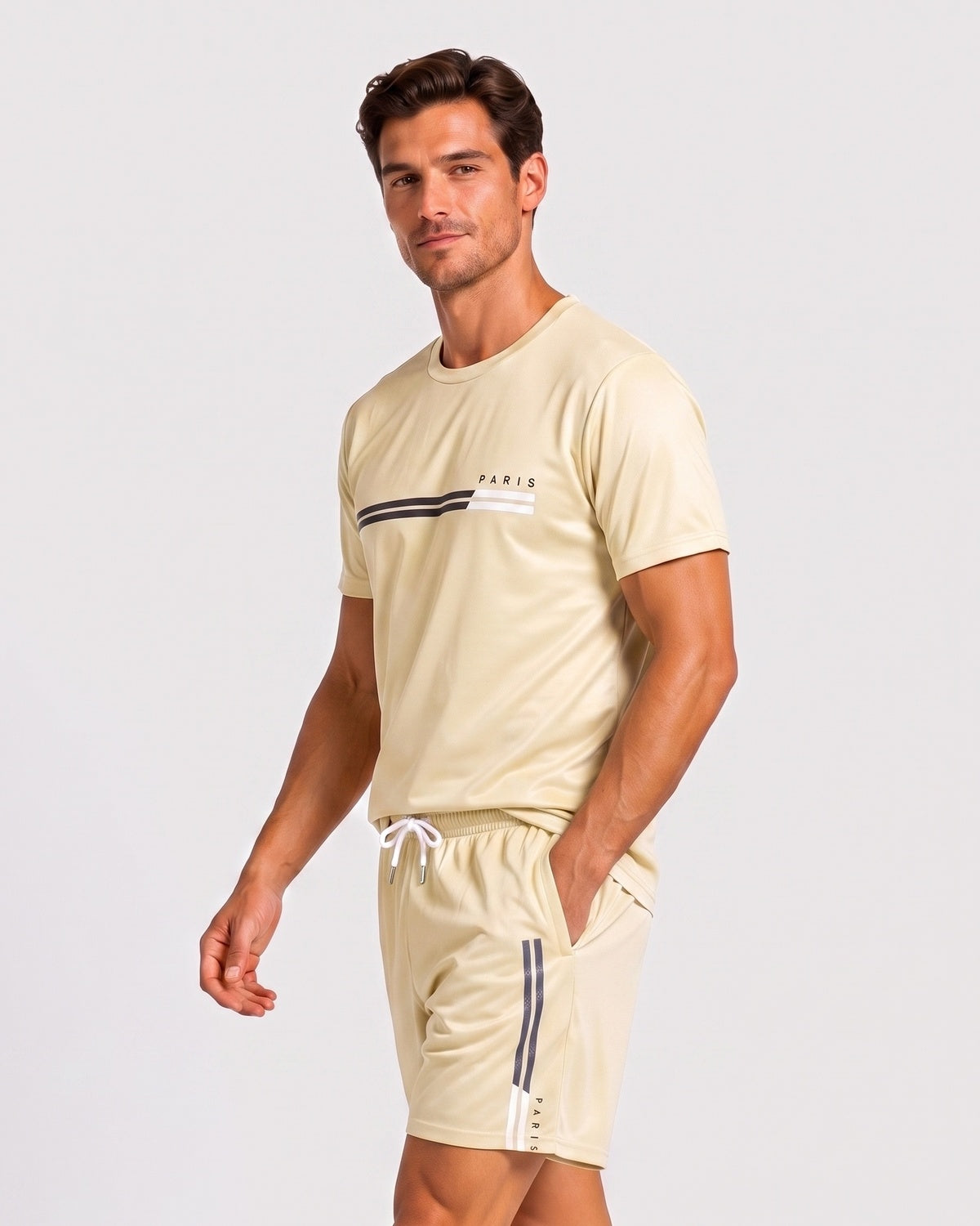 KZZ Men's Summer Regular-Fit Short-Sleeve T-Shirt and Shorts