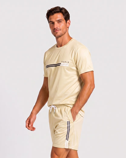 KZZ Men's Summer Regular-Fit Short-Sleeve T-Shirt and Shorts