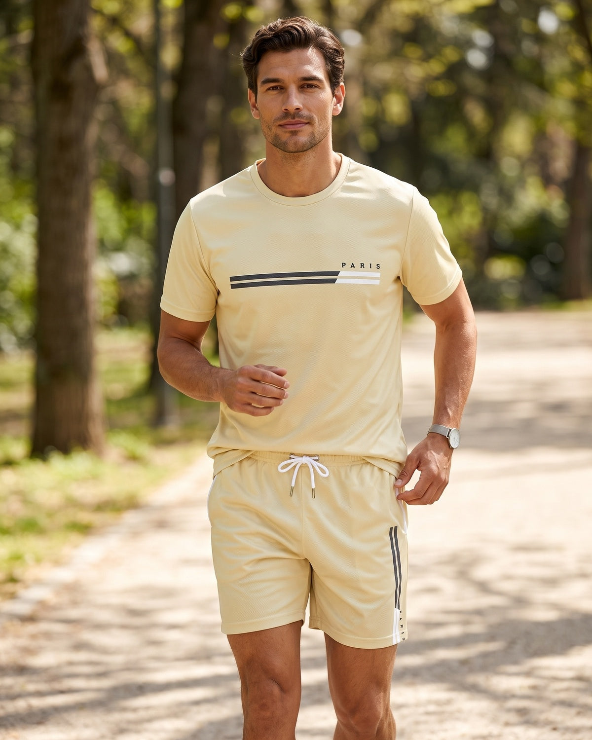 KZZ Men's Summer Regular-Fit Short-Sleeve T-Shirt and Shorts