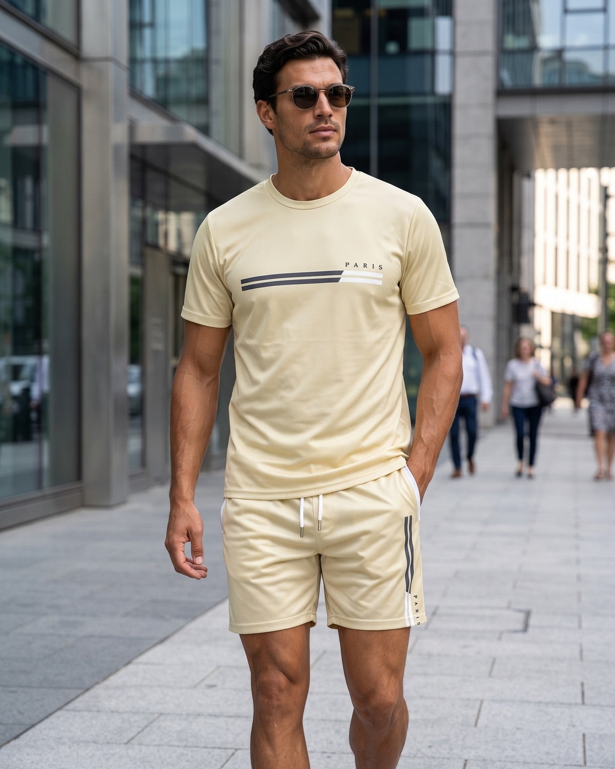 KZZ Men's Summer Regular-Fit Short-Sleeve T-Shirt and Shorts