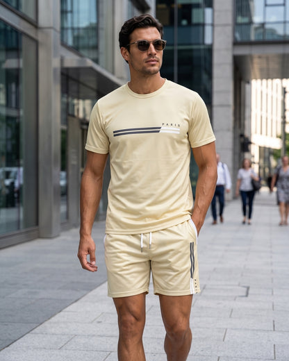 KZZ Men's Summer Regular-Fit Short-Sleeve T-Shirt and Shorts