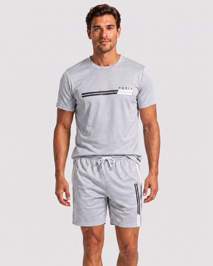 KZZ Men's Summer Regular-Fit Short-Sleeve T-Shirt and Shorts