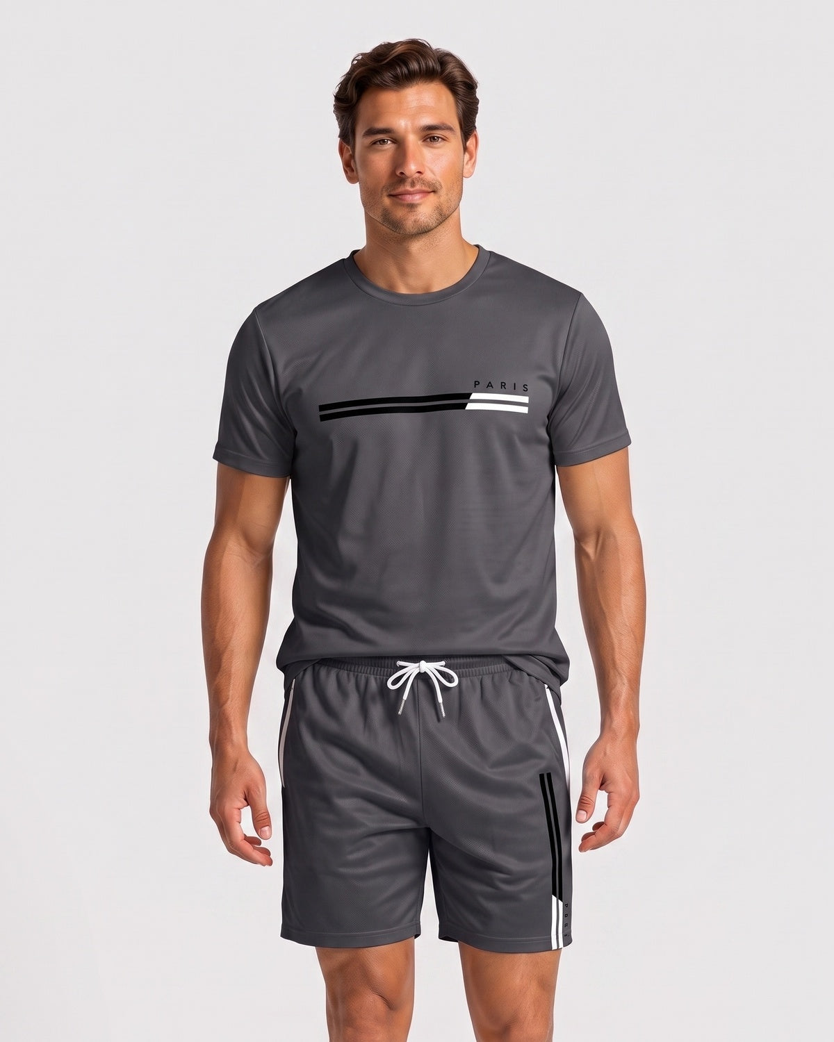 KZZ Men's Summer Regular-Fit Short-Sleeve T-Shirt and Shorts