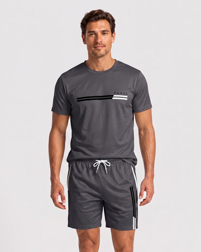 KZZ Men's Summer Regular-Fit Short-Sleeve T-Shirt and Shorts