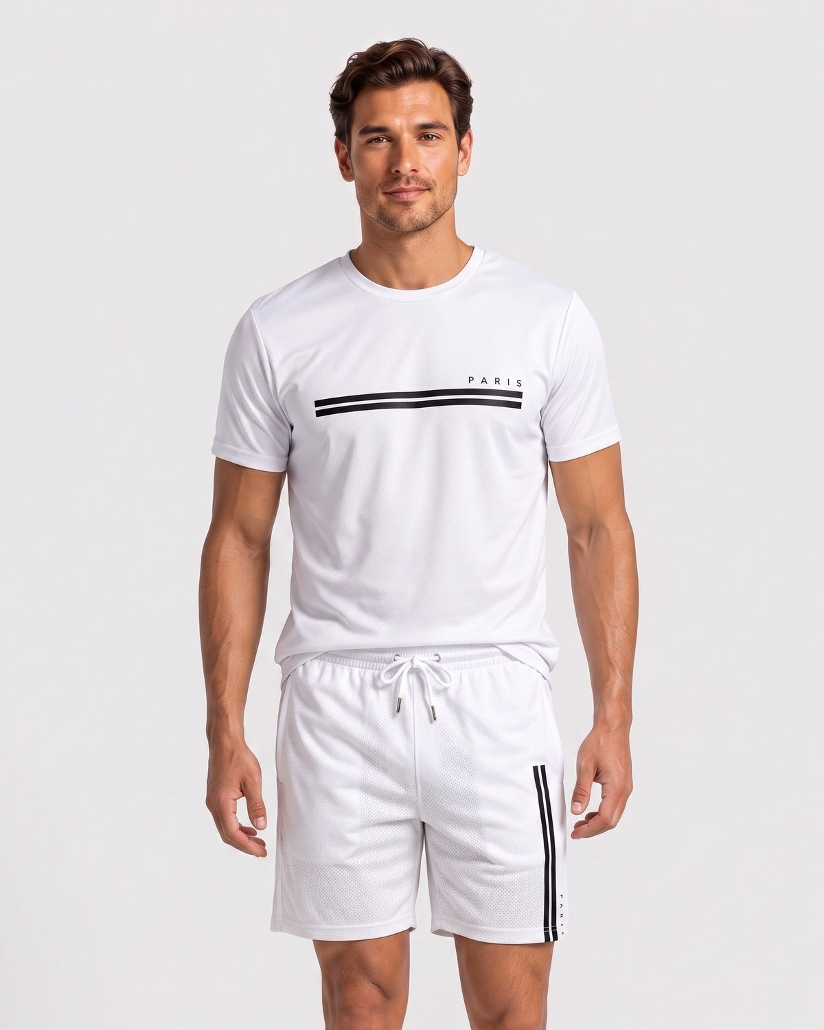 KZZ Men's Summer Regular-Fit Short-Sleeve T-Shirt and Shorts