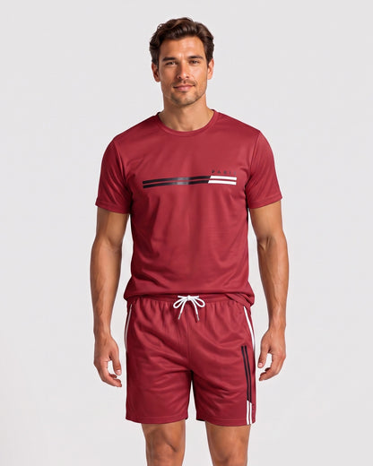 KZZ Men's Summer Regular-Fit Short-Sleeve T-Shirt and Shorts