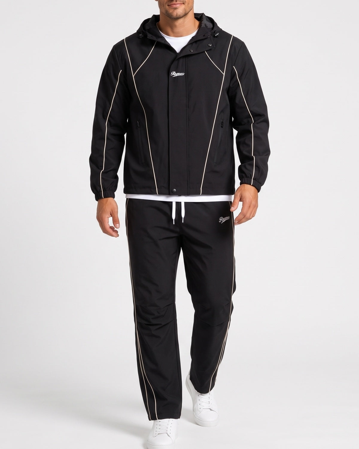 KZZ Men's two-piece black functional sportswear set