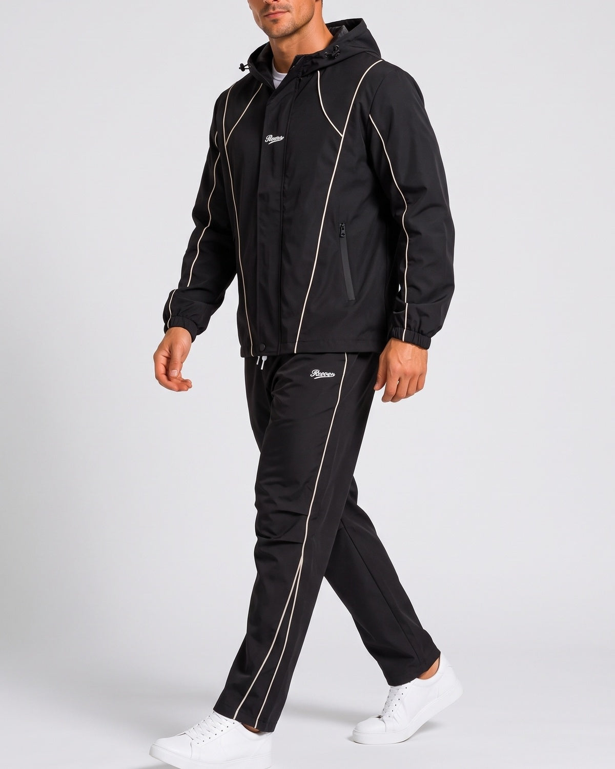 KZZ Men's two-piece black functional sportswear set