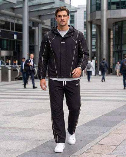 KZZ Men's two-piece black functional sportswear set