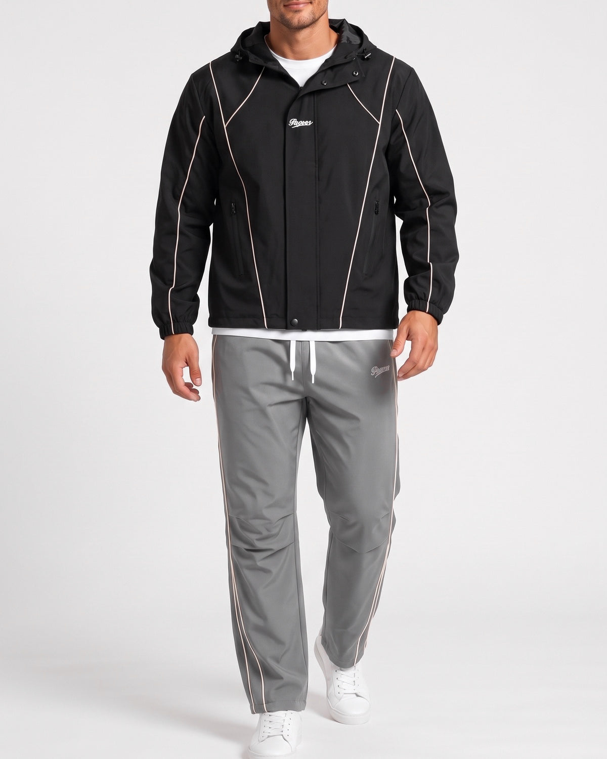 KZZ Men's two-piece black functional sportswear set