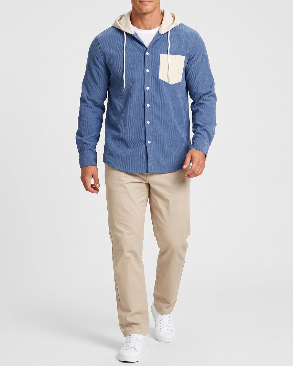 KZZ Men's color-blocked striped shirt jacket