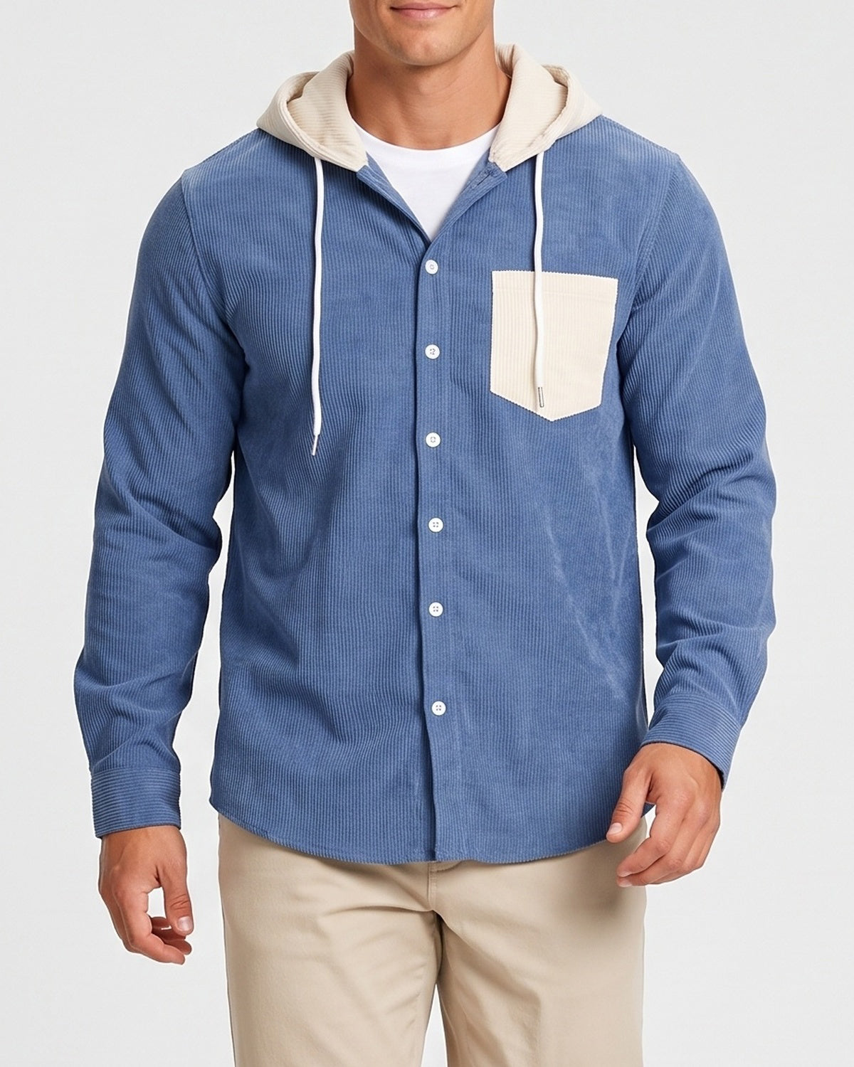 KZZ Men's color-blocked striped shirt jacket
