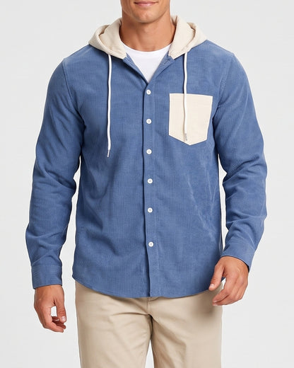 KZZ Men's color-blocked striped shirt jacket