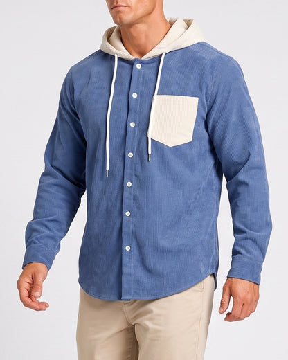 KZZ Men's color-blocked striped shirt jacket