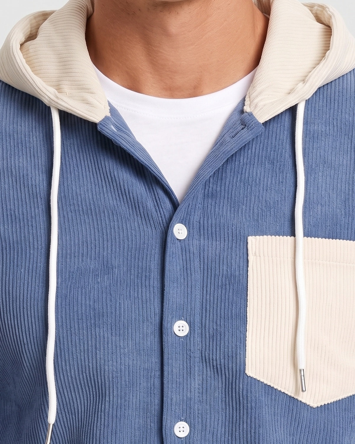 KZZ Men's color-blocked striped shirt jacket