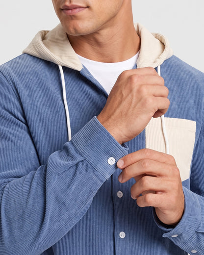 KZZ Men's color-blocked striped shirt jacket