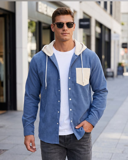 KZZ Men's color-blocked striped shirt jacket