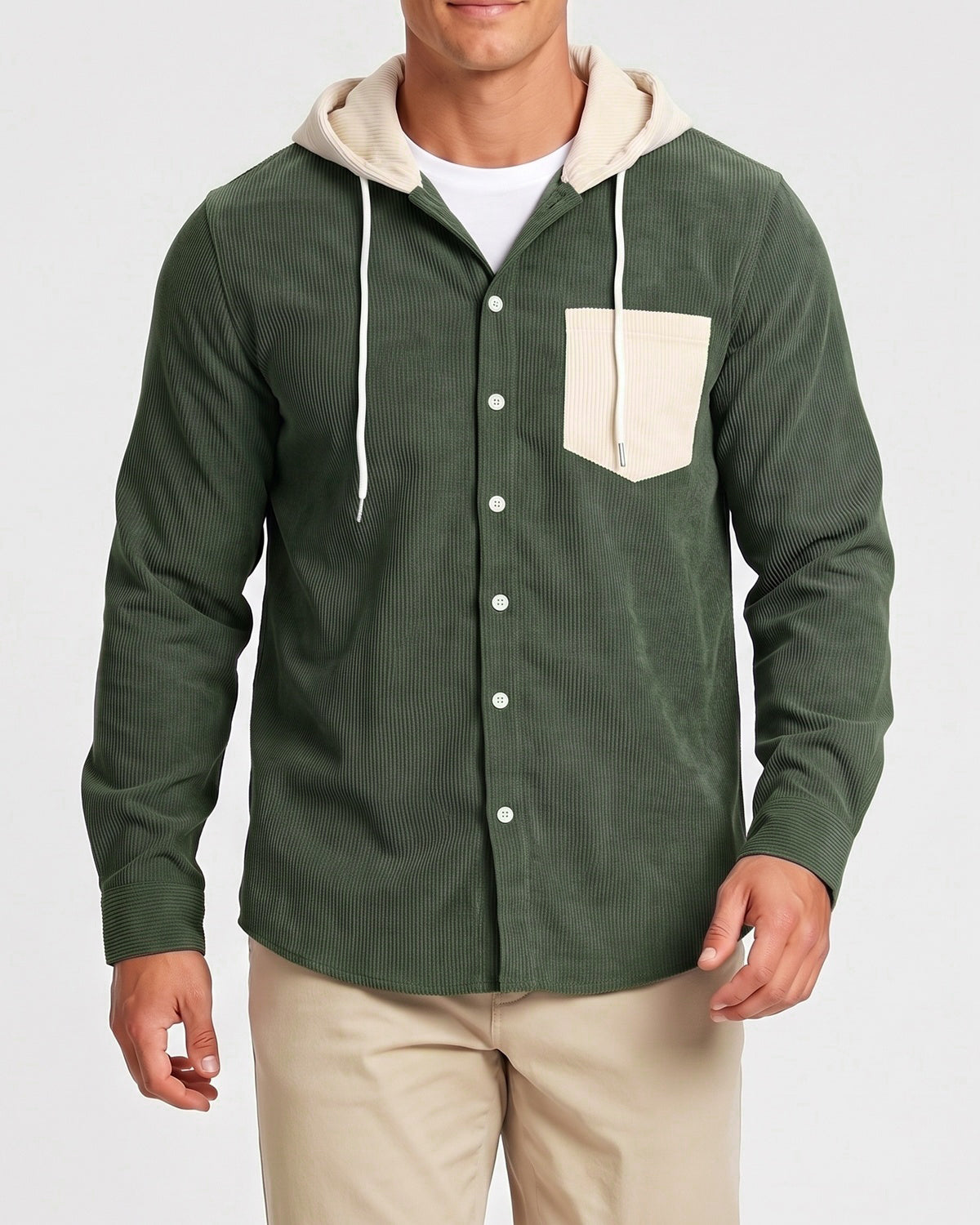 KZZ Men's color-blocked striped shirt jacket