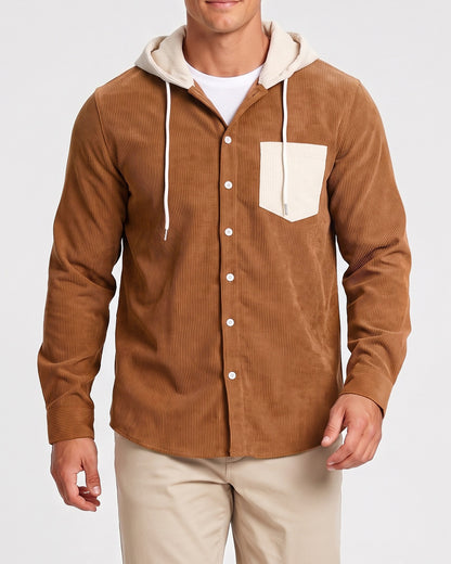 KZZ Men's color-blocked striped shirt jacket