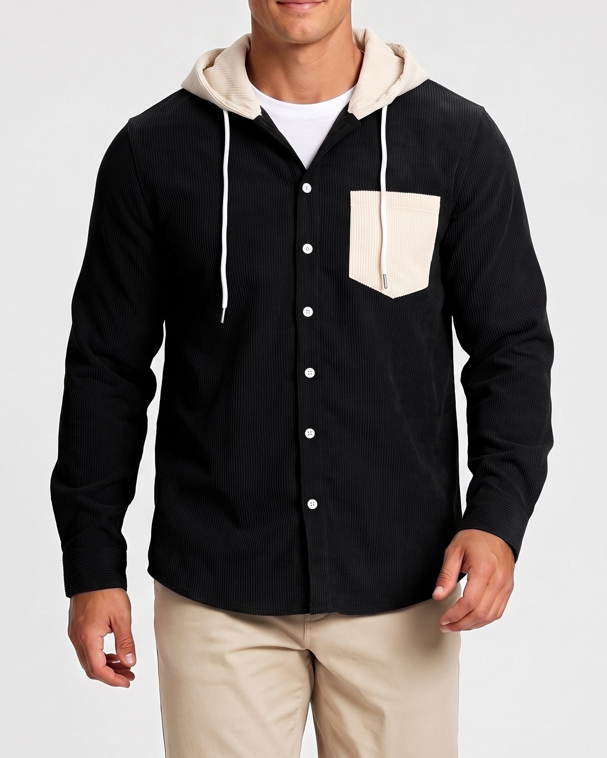 KZZ Men's color-blocked striped shirt jacket