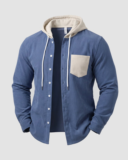 KZZ Men's color-blocked striped shirt jacket