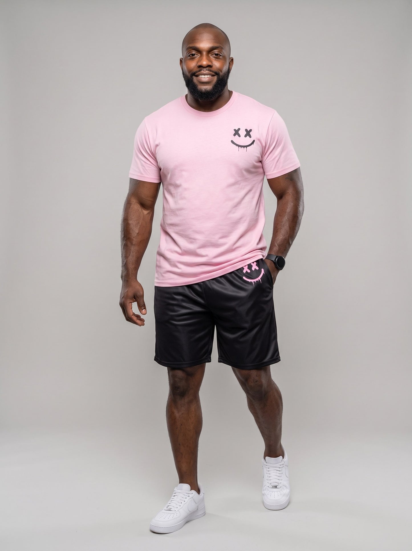 KZZ Men's Printed Short-Sleeve T-Shirt and Shorts Set