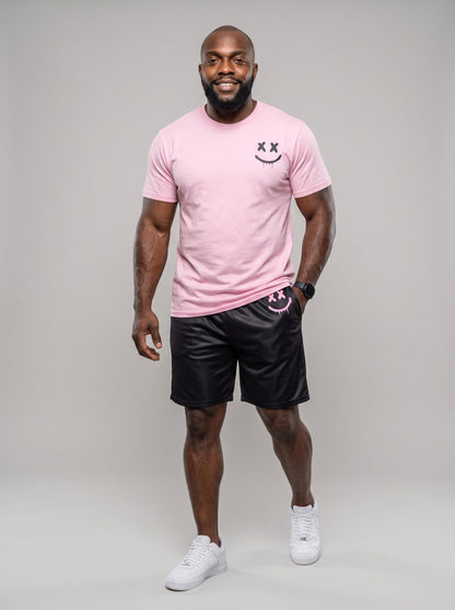KZZ Men's Printed Short-Sleeve T-Shirt and Shorts Set