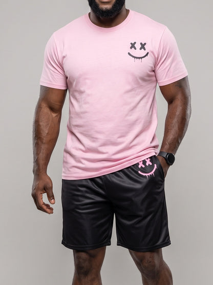 KZZ Men's Printed Short-Sleeve T-Shirt and Shorts Set