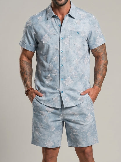 KZZ Men's Outdoor Sports Shirt and Shorts Set