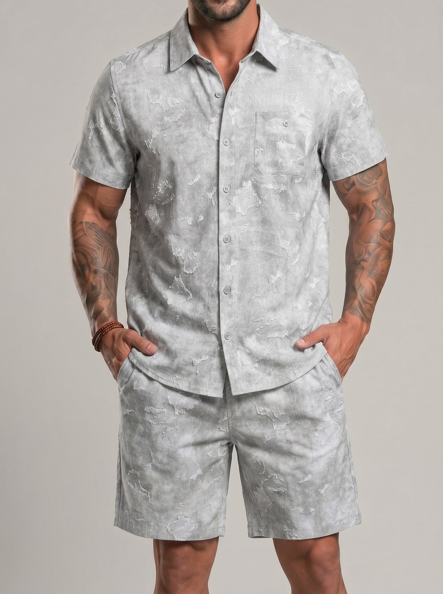 KZZ Men's Outdoor Sports Shirt and Shorts Set