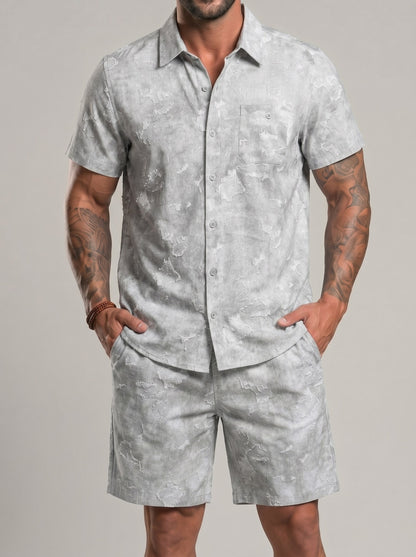 KZZ Men's Outdoor Sports Shirt and Shorts Set