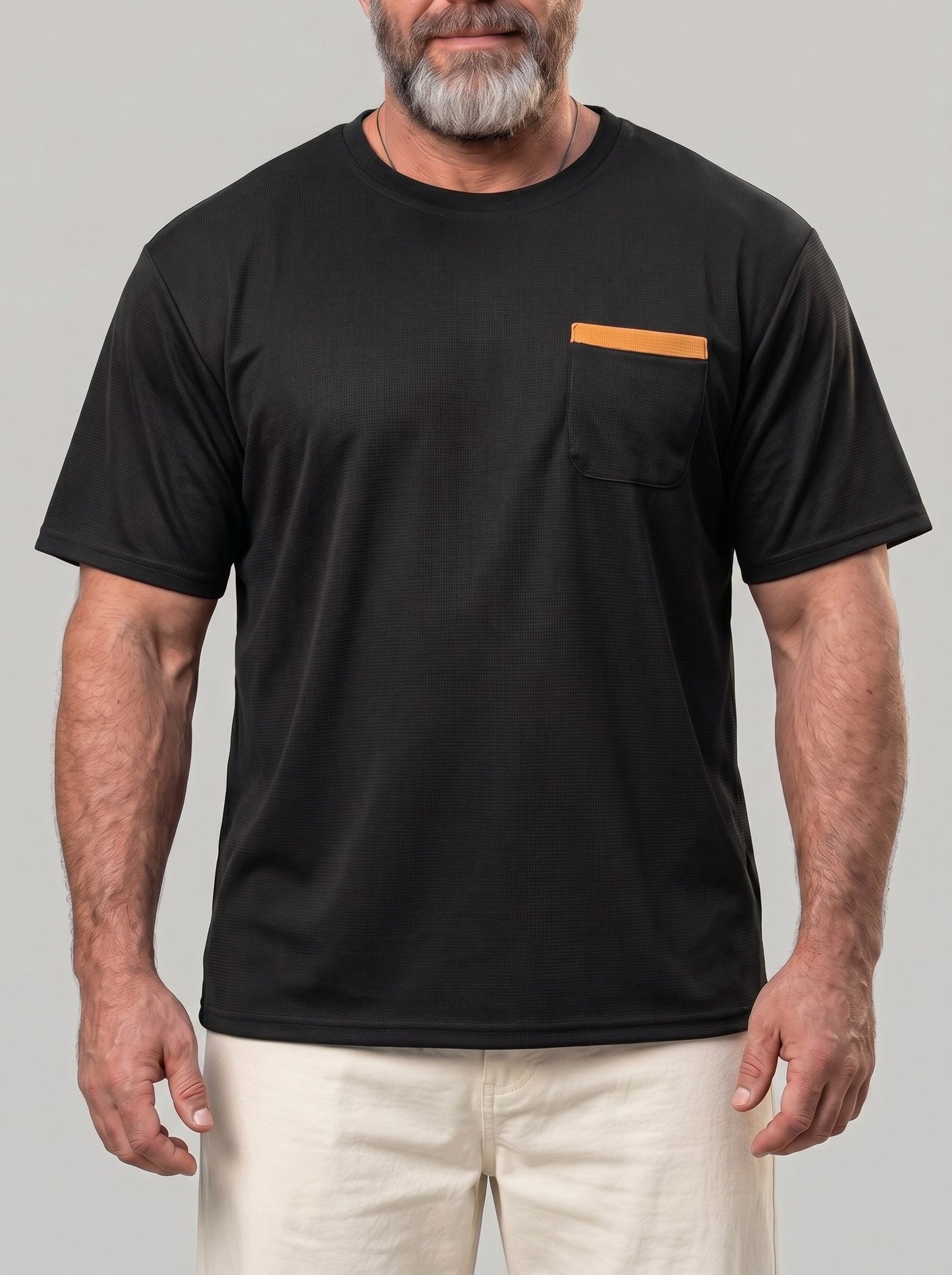 KZZ Men's Classic Waffle-Knit T-Shirt