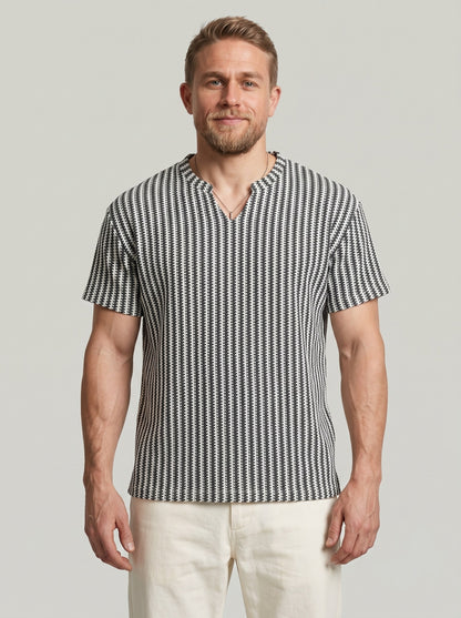 KZZ Men's Minimalist V-Neck Short-Sleeve Shirt