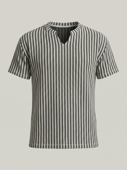 KZZ Men's Minimalist V-Neck Short-Sleeve Shirt
