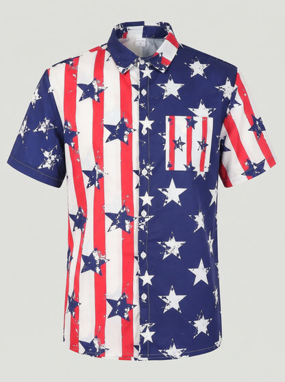 KZZ Men's short-sleeve button-down shirt