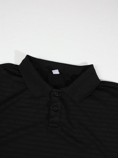 KZZ Men's Waffle-Knit Polo Shirt