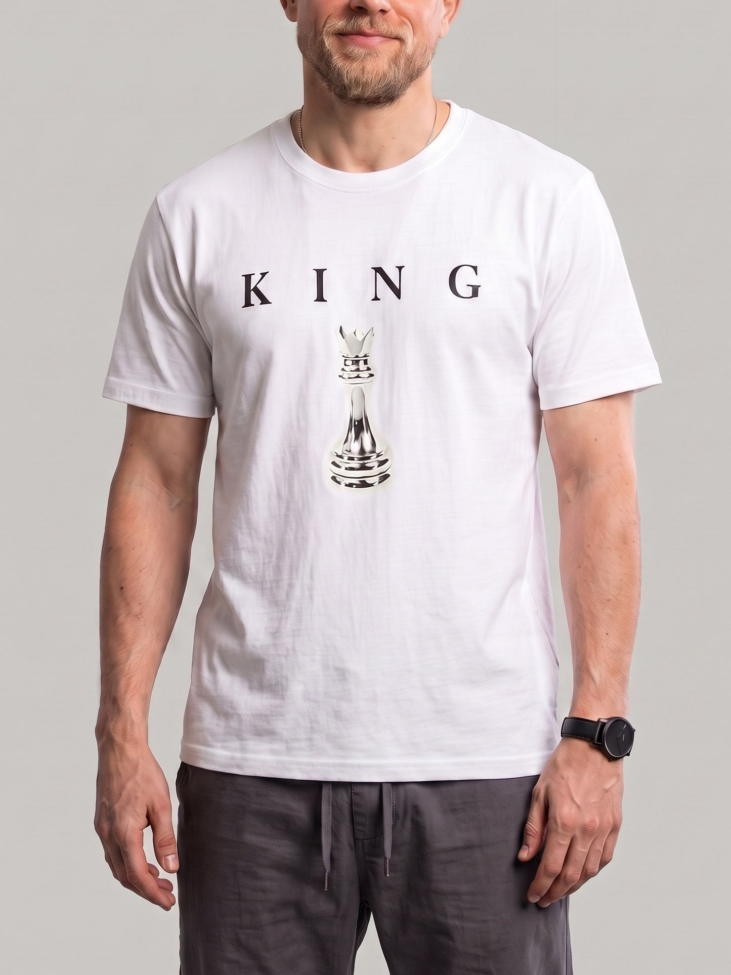 KZZ Men's Breathable Short-Sleeve Crew-Neck Sports T-Shirt with Letter Print