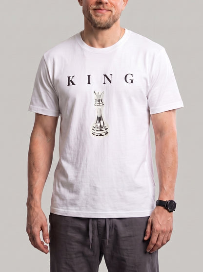 KZZ Men's Breathable Short-Sleeve Crew-Neck Sports T-Shirt with Letter Print
