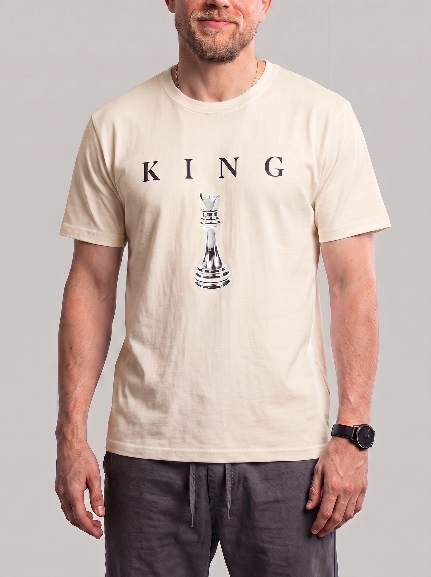 KZZ Men's Breathable Short-Sleeve Crew-Neck Sports T-Shirt with Letter Print