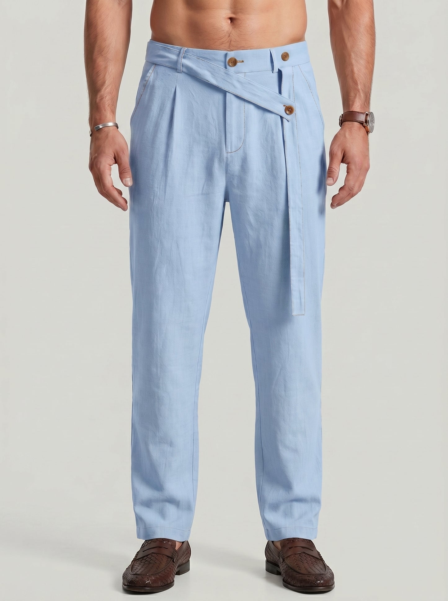KZZ Men's Casual Loose-Fit Linen Pants